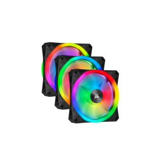 Corsair iCUE QL120 RGB Triple Fan Kit with Dual RGB Light Loops + Lighting Node Core - Black