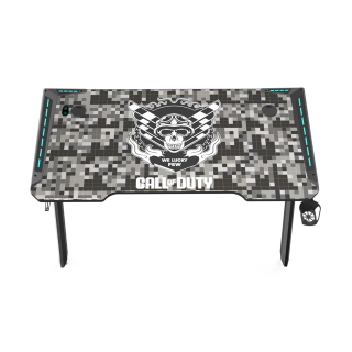 Call Of Duty (COD) x GAMEON Hawksbill Series RGB Flowing Light Gaming Desk with Mouse pad, Headphone Hook & Cup Holder - Black/Gray	