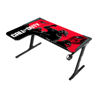 Call Of Duty (COD) x GAMEON Phantom XL-L Series L-Shaped RGB Flowing Light Gaming Desk With Headphone Hook, Cup Holder, Cable Management, Gamepad Holder, Qi Wireless Charger & USB Hub - Black/Red