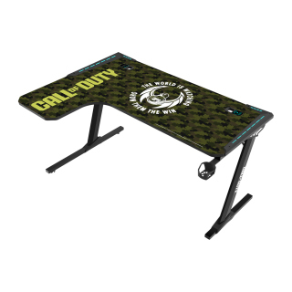 Call Of Duty (COD) x GAMEON Phantom XL-L Series L-Shaped RGB Flowing Light Gaming Desk With Headphone Hook, Cup Holder, Cable Management, Gamepad Holder, Qi Wireless Charger & USB Hub - Black/Green