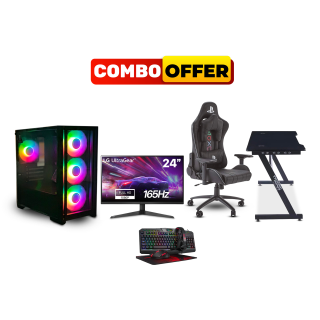 Combo Offer i5-13400F H610 MB, 16GB DDR4 RAM, 1TB SSD, RTX 4060 8GB VGA, 650 Watt PSU, GPRO STEEL Gaming Case, Win 11 Pro License+Lenovo 23.8" IPS Panel 165Hz 1ms FHD Gaming Monitor+Twisted Gaming Table+Rocker Official PlayStation RGB Chair+Redragon Gami
