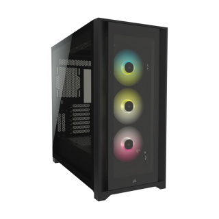 Corsair iCUE 5000X RGB Mid-Tower 4-Sides Tempered Glass Panel with 3 RGB Elite Fans - Black