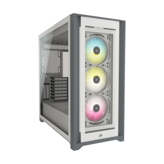 Corsair iCUE 5000X RGB Mid-Tower 4-Sides Tempered Glass Panel with 3 RGB Elite Fans - White