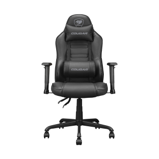 COUGAR Fusion S Ergonomic Gaming Chair PVC Faux Leather, Built-in 3D Curved Lumbar Support, Adjustable Armrest - Black