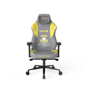 DXRacer Craft Pro Give Me More Space Unique Embroidery Ergonomic Support  Gaming Chair - Grey/Yellow