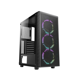 Azza Prime ATX Mid-Tower Steel Tempered Glass Side Panel Case With 3 ARGB Fans - Black