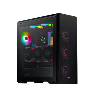 XPG Defender Mid Tower Mesh Front Panel Efficient Airflow Tempered Glass Case With 3 ARGB Fans - Black