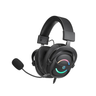 HP DHE-8006 Surround Sound Wired Gaming Headset With LED Lighting   Microphone - Black