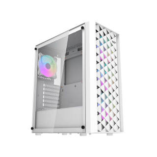 DarkFlash DK351 E-ATX Stylish Front Panel Tempered Glass Side Panel Case With 4 RGB Fans - White