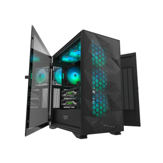 DarkFlash DLX21 Mesh ATX Tower Two Doors Opening Tempered Glass Side Panel Case - Black