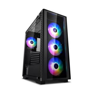 DeepCool Matrexx 50 ATX Mid Tower Tempered Glass Front Panel & Side Panel Case with 4 RGB Fan - Black