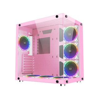 Xigmatek Aquarius Plus Queen Front & Left Side Tempered Glass ATX Case with 7 ARGB Fans - Pink