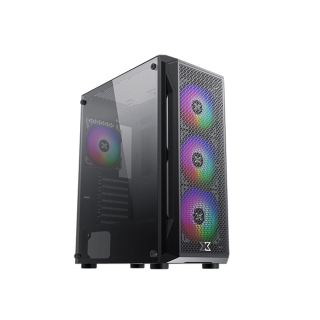 Xigmatek GAMING X Left Side Tempered Glass Panel Case with  4 Rainbow RGB Fans - Black