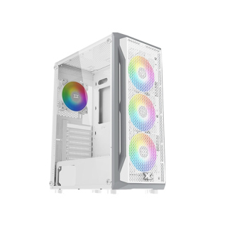 Xigmatek GAMING X ARCTIC Left Side Tempered Glass Panel Case with 4 ARGB Fans - White