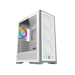 Xigmatek LUX S Arctic Front and Left Side Tempered Glass Mid Tower ATX Case with 4 ARGB Fans White