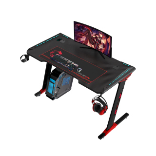 Gameon Raptor II Series Z-Shaped RGB Flowing Light Gaming Desk With MousePad Headphone Hook & Cup Holder 