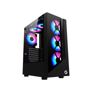 GAMEON TRIDENT II G-Series Mid Tower Fornt & Left Side Tempered Glass Side Panel With 3 RGB Fans - Black