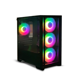 GPRO STEEL Gaming Case Black Micro ATX, Mini-ITX Gaming Case 2 Side Tempered Glass 4 RGB Pre-Installed Fans