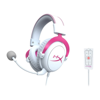 HyperX Cloud II  Virtual 7.1 Surround Sound Wired Gaming Headset with Noise Cancelling Microphone - White  Pink