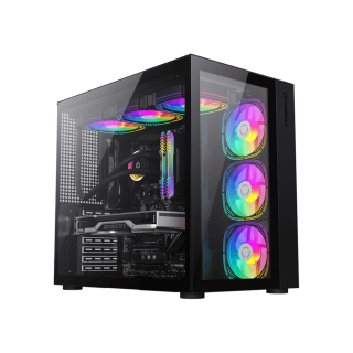 GameMax Infinity ATX Mid Tower Fornt Panel Tempered Glass Side Panel Case - Black (Fans Not Included)