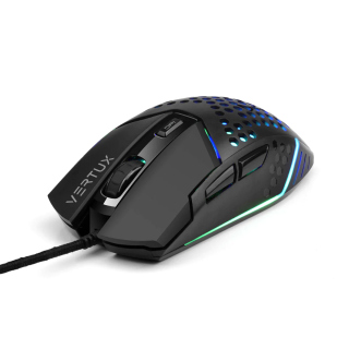 Vertux Katana 6 Buttons Hex-Shell Wired RGB Gaming Mouse - Black
