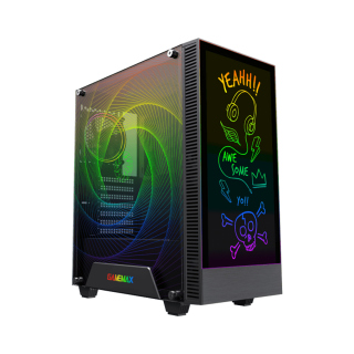 GameMax Kreator ATX Mid Tower Fornt Panel Tempered Glass Side Panel Case With 1 ARGB Fans - Black
