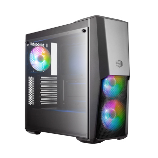 Cooler Master MasterBox MB500 Mid Tower Tempered Glass Side Panel Case with 4 ARGB Fans - Black 