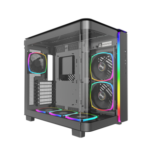Montech King 95 Pro Mid Tower Two Panel Front &amp; Left Side Tempered Glass Case with 6 RGB Fans - Black