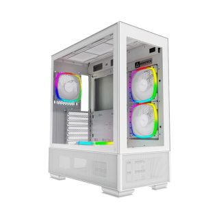 Montech Sky Two Mid Tower Two Panel Front & Left Side Tempered Glass Case with 4 RGB Fans - White
