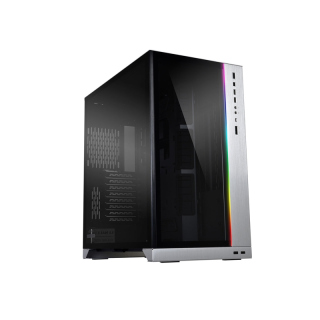 LIAN LI O11 Dynamic XL ROG Certified Tempered Glass Side &amp; Front Panel + RGB Lighting Front Panel Case - Silver