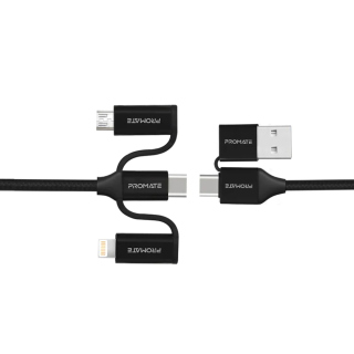 Promate PentaPower 6-in-1 Hybrid Multi-Connector Cable For Charging & Data Transfer