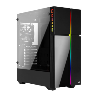 AeroCool Playa Flow Mid Tower Tempered Glass Side Panel  Case With 3 RGB Fan - Black