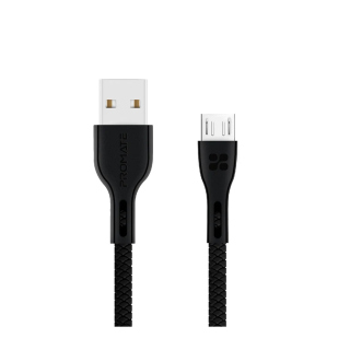 Promate Power Beam-M High Tensile Strenght USB-A to Micro-USB Data & Charge Cable - Black
