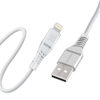 Promate PowerLine-Ai120 High Tensile Strength Data Sync & Charge Cable with Lightning Connector - White