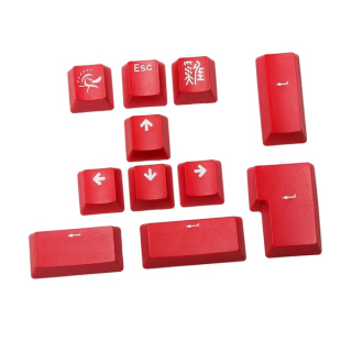 Ducky 11-Key Double Shot PBT Keycap Set - Red