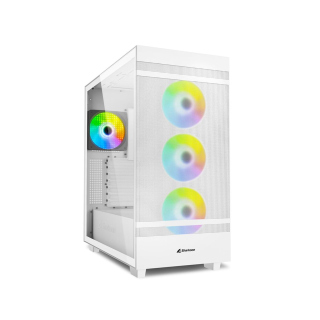 Sharkoon Rebal C50 Mid Tower Tempered Glass Side Panel Case With 4 RGB Fan - White