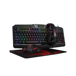 Redragon Gaming Essentials RGB Wired KeyBoard Mouse Headset & Mouse Pad 4 in 1 Set - Black