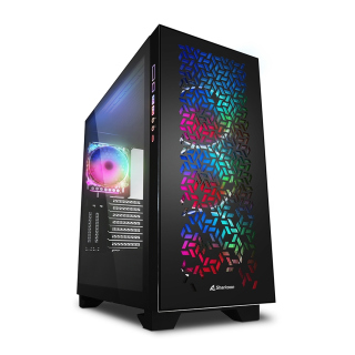 Sharkoon Elite Shark CA300H 2X Tempered Glass 4X ARGB Fans (3 Front & 1 Rear) ATX  Mid Tower Case Black