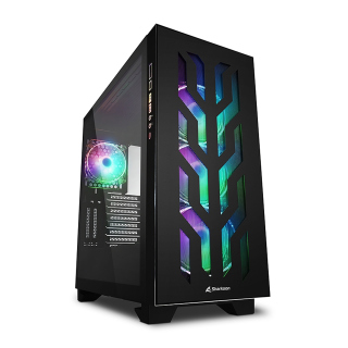 Sharkoon Elite Shark CA300T 2X Tempered Glass 4XARGB Fans (3 Front & 1 Rear) ATX Mid Tower Case Black