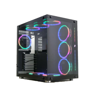 First Player SteamPunk SP8 Mid-Tower Two Panel Front & Left Side Tempered Glass Case - Black