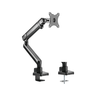 Silver Stone Single Moniter Arm With Mechanical Spring Design And Versatile Adjustability (17'' to 32'') - Black