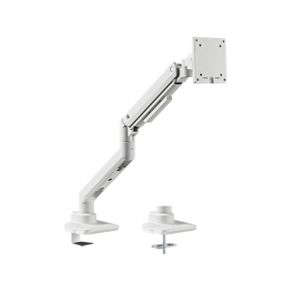 Silver Stone Single Moniter Arm With Heavy Duty Gas Spring Design And Versatile Adjustability (17'' to 49'') - White