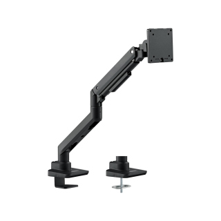 Silver Stone Single Moniter Arm With Heavy Duty Gas Spring Design And Versatile Adjustability (17'' to 49'') - Black