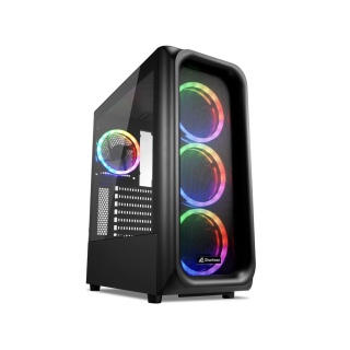 Sharkoon TK5M Mid Tower Tempered Glass Side Panel Case With 4 RGB Fan - Black