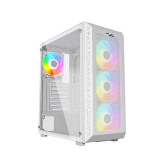 Twisted Minds 03 Apex Mid Tower Left Side Tempered Glass Panel Case With 3 RGB Fans - White