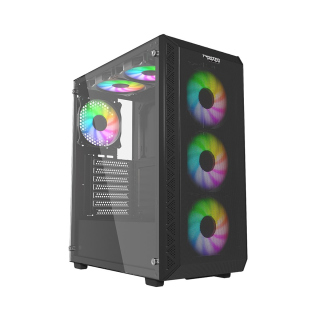 Twisted Minds 03 Apex Mid Tower Left Side Tempered Glass Panel Case With 3 RGB Fans - Black
