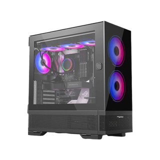 Twisted Minds Minimalist-04 Mid-Tower Tempered Glass Side & Front Panel with 4 RGB Fans - Black