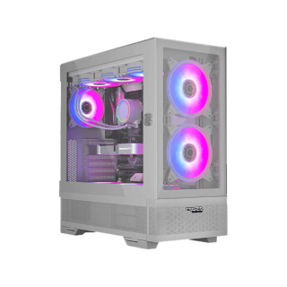 Twisted Minds Minimalist-04 Mid-Tower Tempered Glass Side & Front Panel with 4 RGB Fans - White