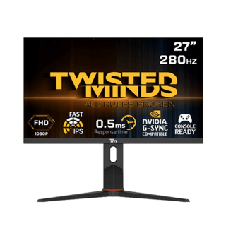 Twisted Minds 27'' FHD Fast IPS, 280Hz, 0.5ms, HDMI 2.1, HDR Adjustable Stand Gaming Monitor - Black