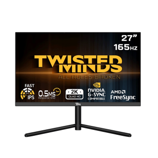 Twisted Minds 27'' QHD Fast IPS, 165Hz, 0.5MS, HDMI 2.1, HDR400 RGB Gaming Monitor - Black